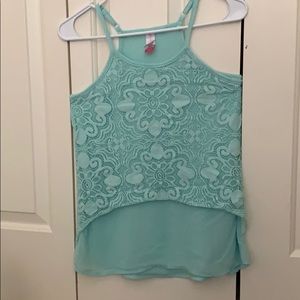 light blue laced tank top